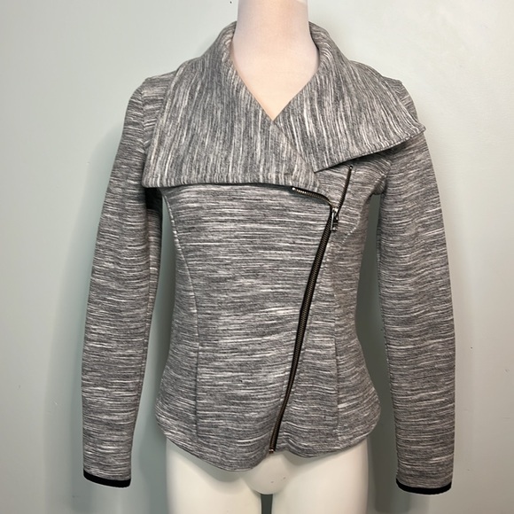 Athleta Jackets & Blazers - Athleta Gray Asymmetrical Zip Athletic Jacket Size XS Space Dye Moto Style